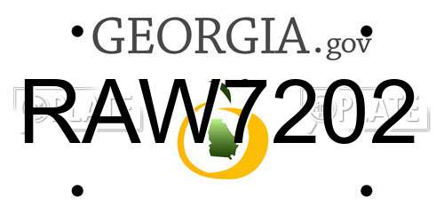 RAW7202 Georgia License Plate