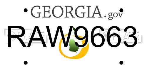 RAW9663 Georgia License Plate