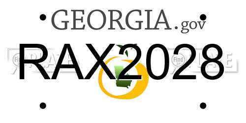 RAX2028 Georgia License Plate
