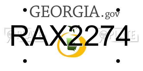 RAX2274 Georgia License Plate