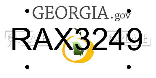 RAX3249 Georgia License Plate