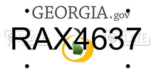 RAX4637 Georgia License Plate
