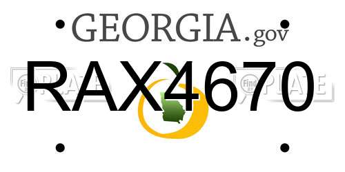 RAX4670 Georgia License Plate