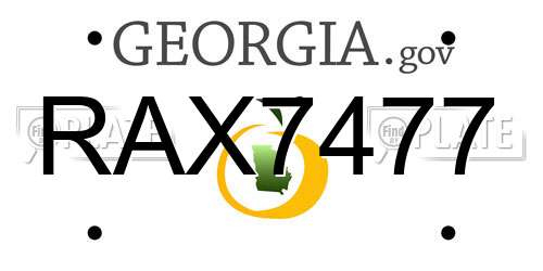 RAX7477 Georgia License Plate