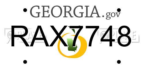 RAX7748 Georgia License Plate