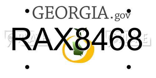 RAX8468 Georgia License Plate