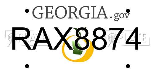 RAX8874 Georgia License Plate