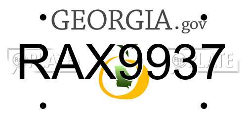 RAX9937 Georgia License Plate