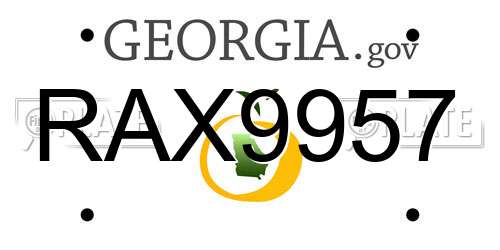 RAX9957 Georgia License Plate