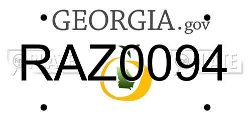 RAZ0094 Georgia License Plate