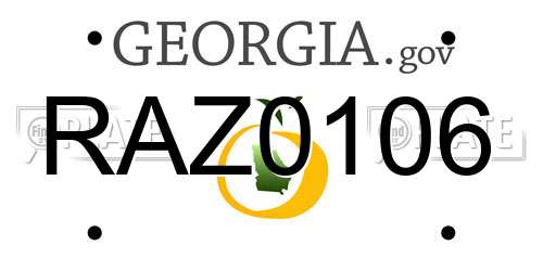 RAZ0106 Georgia License Plate