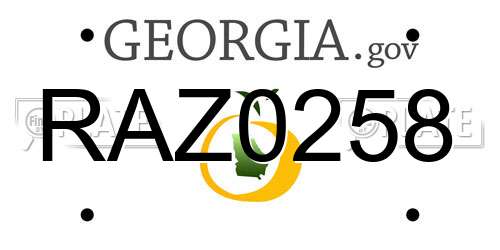 RAZ0258 Georgia License Plate