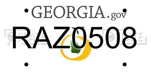 RAZ0508 Georgia License Plate