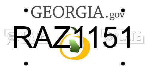 RAZ1151 Georgia License Plate