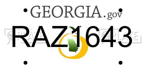 RAZ1643 Georgia License Plate