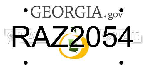 RAZ2054 Georgia License Plate