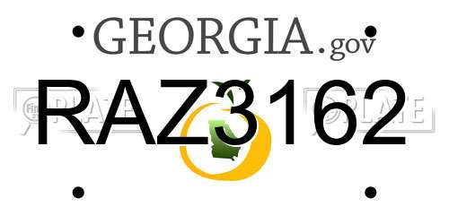 RAZ3162 Georgia License Plate