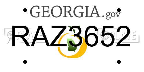 RAZ3652 Georgia License Plate
