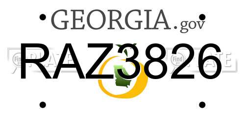RAZ3826 Georgia License Plate