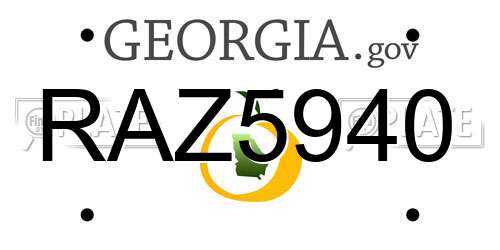 RAZ5940 Georgia License Plate