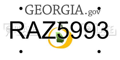 RAZ5993 Georgia License Plate