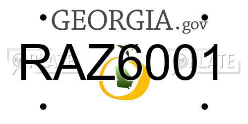 RAZ6001 Georgia License Plate