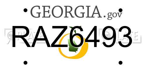 RAZ6493 Georgia License Plate