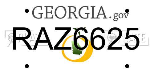 RAZ6625 Georgia License Plate