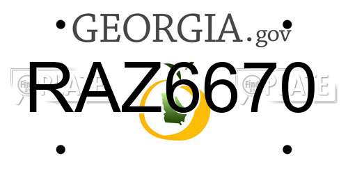 RAZ6670 Georgia License Plate