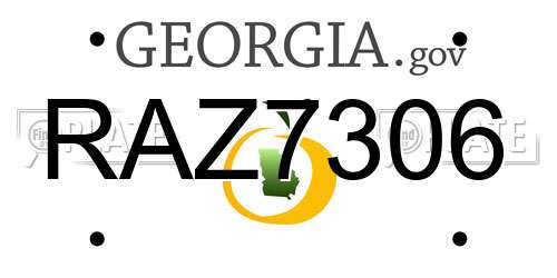 RAZ7306 Georgia License Plate