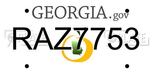 RAZ7753 Georgia License Plate