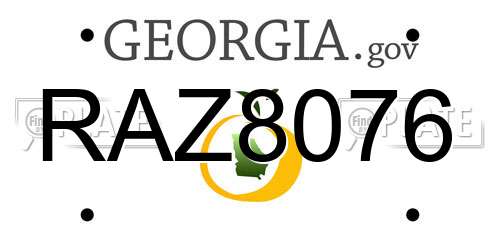 RAZ8076 Georgia License Plate