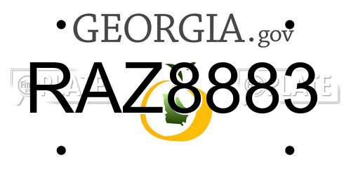 RAZ8883 Georgia License Plate