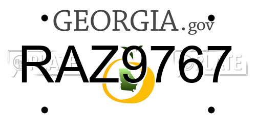 RAZ9767 Georgia License Plate