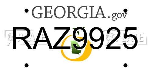 RAZ9925 Georgia License Plate