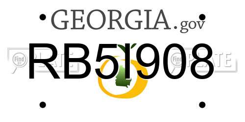 RB5I908 Georgia License Plate