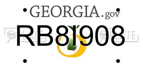 RB8I908 Georgia License Plate