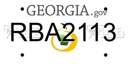RBA2113 Georgia License Plate