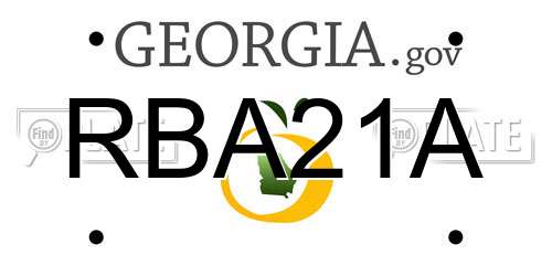 RBA21A Georgia License Plate