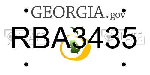 RBA3435 Georgia License Plate