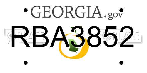RBA3852 Georgia License Plate