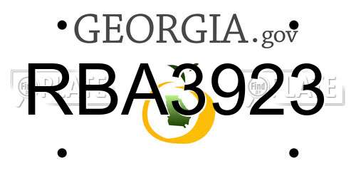 RBA3923 Georgia License Plate