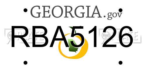 RBA5126 Georgia License Plate