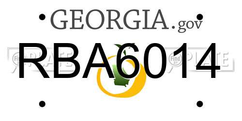 RBA6014 Georgia License Plate