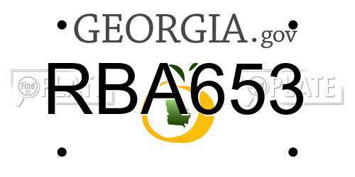RBA653 Georgia License Plate
