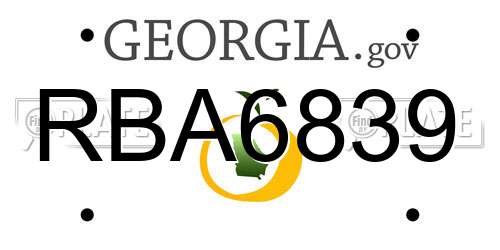 RBA6839 Georgia License Plate