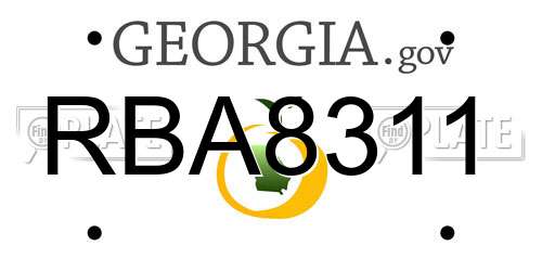 RBA8311 Georgia License Plate