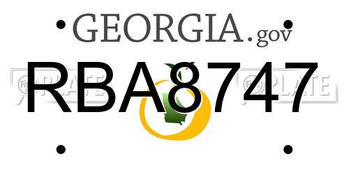 RBA8747 Georgia License Plate