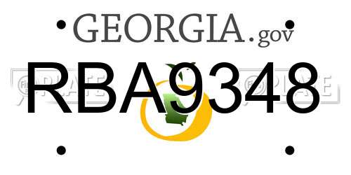 RBA9348 Georgia License Plate