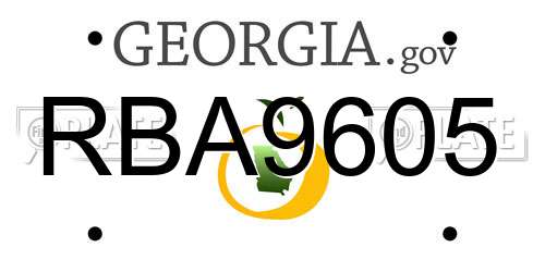 RBA9605 Georgia License Plate